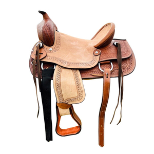 Selle de cheval en cuir occidental sur mesure 2026, marron, taille complète, équipement d'équitation avec étriers et sangles - Product Image 5