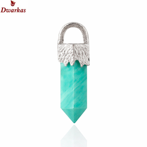 Elegant wholesale custom classic <b>solid</b> 925 sterling <b>silver</b> black rutile gemstone texture pencil pendant for <b>necklace</b> ready stock - Product Image 3