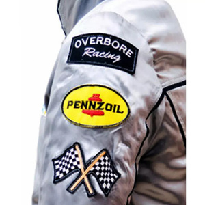 Custom Silver Satin Windbreaker Jacket Men Full Zip Bomber Jacket Wholesale Retro Athletic Sportswear Uniform - Product Image 5
