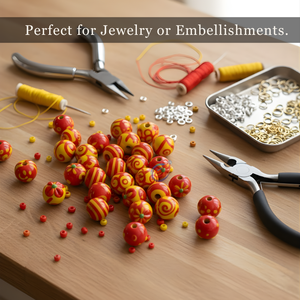 EXCEL EXPORTS Perles de verre artisanales enfilées, 8 pouces de long |   Taille des perles 16×18mm Rondes |   Perles décoratives pour travaux manuels DIY - Product Image 5