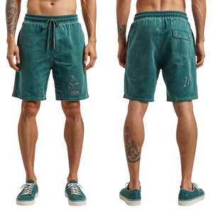 Pantalones Cortos de Felpa Francesa con Lavado Ácido de la Mejor Calidad, con Bordado de Terreno, para Hombre, Ropa de Moda - Product Image 2