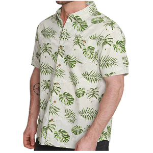 Chemise d'été pour homme en polyester/coton respirant, imprimé floral, manches courtes, style hawaïen, vêtements de plage d'été - Product Image 2