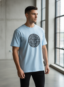 Camiseta de Jersey Casual para Hombre, Cuello Redondo, Manga Corta, Corte Regular, Color Azul Claro, 60% Algodón/40% Poliéster, Transpirable, Estampada, 180 Gramos - Product Image 3