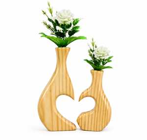 Handmade Round Wooden Modern Decorative Flower <b>Vase</b> Tabletop <b>Bud</b> <b>Vase</b> for Wedding Party Home Decor - Product Image 1