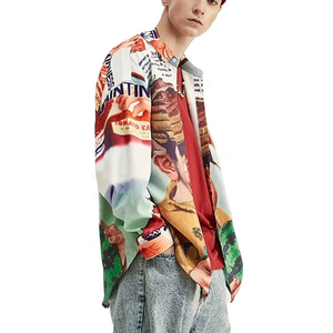 Chemises Hawaïennes pour Hommes, Blouse en Soie Satinée Personnalisée pour l'Été, Manches Longues, Séchage Rapide, Chemise à Boutons pour la Plage - Product Image 2