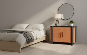 Buffet moderne à 2 portes en chêne massif pour salon - Rangement résistant à l'eau avec design minimaliste - Product Image 2