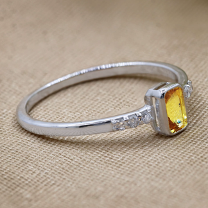 <b>Emerald</b> Cut Natural Yellow Sapphire IGI Certified Bohemian Style 925 Sterling <b>Silver</b> Engagement <b>Ring</b> Wholesale - Product Image 6