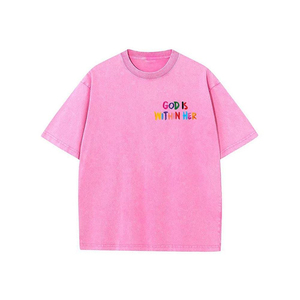 T-shirt en coton vert surdimensionné avec imprimé lettres colorées sur le devant, col rond, manches courtes, tee-shirt décontracté pour homme - Product Image 4