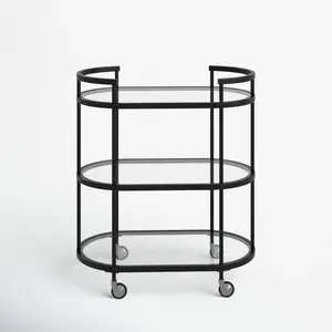 Chariot de service hôtelier industriel en métal fait main de qualité supérieure, chariot de rangement à roulettes en fer pour boissons, plaqué, sûr, Zahid Exports - Product Image 2