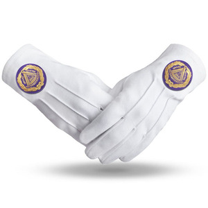 Nouveaux gants de cérémonie maçonniques en coton blanc, logo brodé personnalisé, confortables, unisexes, ajustables, pour l'extérieur - Product Image 3
