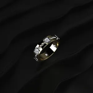 Round Brilliant Labgrown Diamond Eternity <b>Ring</b> with Twisted Rope Design High polish Diamond <b>Ring</b> For Men's From <b>Indian</b> Supplier. - Product Image 4