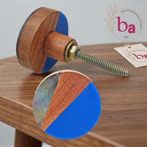 Tirador y Pomo para Cajón Moderno, Redondo, de Madera, Resina y Metal, Ecológico, Multifuncional y Duradero, Color Azul, para Uso en Hogar y Oficina - Product Image 1