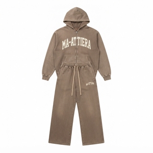 Conjunto de Sudadera con Capucha Extra Grande y Pantalones Anchos de Felpa para Mujer, Ropa Deportiva de Algodón, Estilo Urbano, OEM ODM - Product Image 4