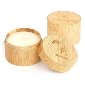 Bougies parfumées relaxantes dans des pots en bambou de style unique, dans des tubes en bambou naturel avec couvercle - Product Image 5