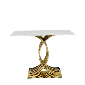 Mesa Consola de Diseño Clásico con Tapa de Mármol y Base Circular de Acero Inoxidable Dorado, Mueble Decorativo para Entrada, Sala de Estar y Hotel - Product Image 6