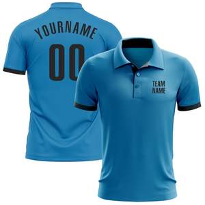 เสื้อโปโลผู้ชายสีน้ำเงินแบบกำหนดเอง แขนสั้น ผ้าถักโพลีเอสเตอร์ ระบายอากาศได้ดี พิมพ์ชื่อทีมด้านหน้า ชื่อของคุณ 00 ด้านหลัง - Product Image 2