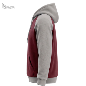 Custom Heavyweight Fleece <b>Hoodie</b> Unisex Streetwear Two Tone Maroon <b>Burgundy</b> Heather Grey Pullover <b>Hoodie</b> Kangaroo Pocket - Product Image 3