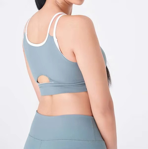 ผู้ผลิตเสื้อชั้นในกีฬาไร้ตะเข็บสำหรับผู้หญิง เสื้อชั้นในโยคะและออกกำลังกายแบบมีซี่โครง รองรับระดับปานกลาง ชุดออกกำลังกาย รับผลิตแบบ OEM ODM - Product Image 5