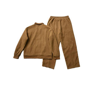 Men's Brown <b>Tracksuit</b> Full Zip Stand Collar Sweatshirt Jogger Pants Set Solid Color Casual Autumn Wear Breathable <b>Polyester</b> - Product Image 3