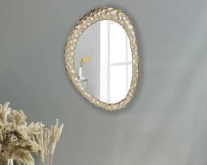 Miroir mural ovale en métal avec bordure texturée, design moderne décoratif fait main pour salon et chambre à coucher - Product Image 6