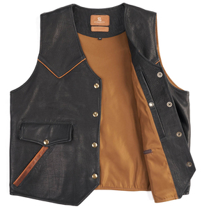 <b>Men's</b> Genuine <b>Leather</b> <b>Vest</b> Wholesale Adults ODM Custom Motorcycle Biker Sleeveless Jacket Vintage Premium Casual Outerwear 2026 - Product Image 2