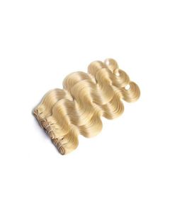 ผมต่อแบบเวฟอินเดียสีบลอนด์ธรรมชาติ เกรด Remy แบบ Double Drawn ต่อแบบ Machine Double Weft ความยาว 12a 26 นิ้ว - Product Image 2