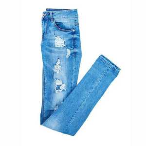 Jeans pour hommes en denim, coupe baggy large, taille mi-haute, style motard, délavage bleu ciel, selvedge, vente en gros usine - Product Image 3