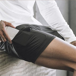 กางเกงขาสั้นออกกำลังกายผู้ชาย พิมพ์ลายตามสั่ง สำหรับฤดูร้อน ฟิตเนส วิ่ง ยิม ลำลอง รับผลิตแบบ OEM ปักลาย  กางเกงรัดรูปสีพื้น - Product Image 6