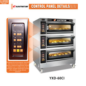 Four à sole électrique commercial Southstar à trois niveaux avec panneau intelligent en acier inoxydable 380V pour restaurants, boulangeries et hôtels - Product Image 2