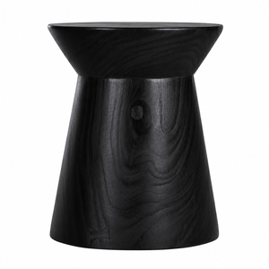 Luxe Solid Teak Hourglass Stool Black Finish Modern <b>Rustic</b> Design Premium Teak Wood Durable <b>Side</b> <b>Table</b> Hotel Decor Bestseller - Product Image 2