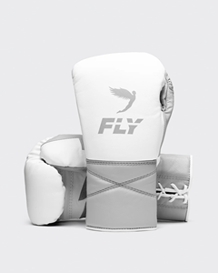 Custom Fly <b>White</b> <b>Lace</b> Up Boxing Gloves Customized Logo !00% Genuine Leather Martial Arts MMA Muay Thai Sports Gear - Product Image 1