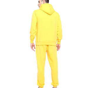 Ensemble de survêtement jaune à capuche pour homme, manches longues, couleur unie, sweat-shirt et pantalon décontractés avec poches latérales, coupe classique, pour l'automne - Product Image 5