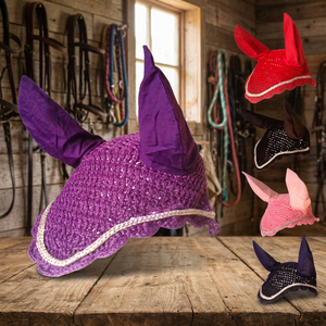 RJ International Filet anti-mouches pour chevaux, pour taille Cob, en maille, couleurs Violet, Rose, Noir, Bleu marine, Rouge, Protection anti-mouches - Product Image 3