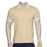 Kaos Pria Lengan Pendek Bergaris 100% Katun Rajut Kasual Bernapas Anti Kusut dengan Kantong