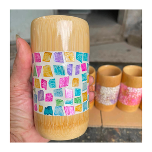 Natural <b>Bamboo</b> Mug with Mother of Pearl Inlay Handmade Vietnamese Shell Craft Reusable Drinking <b>Cup</b> Eco Friendly Tableware - Product Image 6