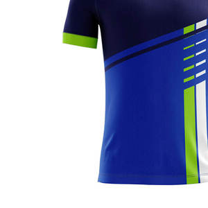 Camiseta de Manga Corta con Cuello Redondo para Hombre, Diseño Geométrico Azul, Camiseta Deportiva con Estampado por Sublimación - Product Image 4