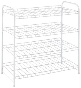 ชั้นวางรองเท้าโลหะสีขาวสี่ชั้น ดีไซน์เรียบง่าย ประหยัดพื้นที่ แบบตั้งพื้น สำหรับจัดเก็บรองเท้าบริเวณทางเข้า - Product Image 3