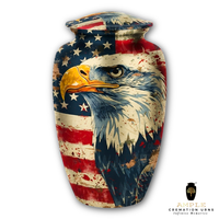 Urne funéraire écologique Freedom Eagle de style américain et européen avec design de drapeau américain personnalisable pour les cendres d'un adulte