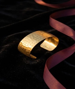 Indian Metal <b>Copper</b> Brass Gold-Plated Hammered Lightweight Modern Customized Printing Cuff Bracelet Mother's Day Thanksgiving - Product Image 5