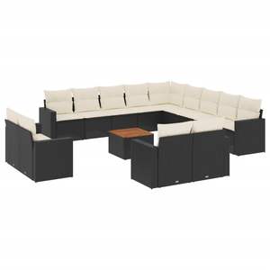 Ensemble de 14 canapés de jardin blanc crème et noir, élégant ensemble de meubles d'extérieur - Product Image 2