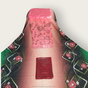 Tela Suiza Dirac de Lujo Verde y Morado con Panel Bordado en Oro para Vestidos de Fiesta Somalíes - Product Image 6