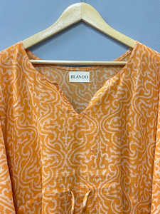 ชุดเดรสยาวแบบคาฟตันผ้าฝ้ายสีเขียวพิมพ์ลาย Bagru ทำมือ เอวธรรมชาติ สำหรับผู้หญิง สวมใส่สบายๆ ลำลอง ความยาวคลุมเท้า เหมาะสำหรับงานปาร์ตี้ - Product Image 5