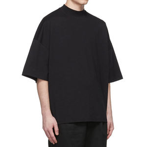 Camiseta Deportiva de Manga Corta para Hombre, de Algodón Tejido, Oversize, Lisa, Transpirable, Negra - Product Image 1