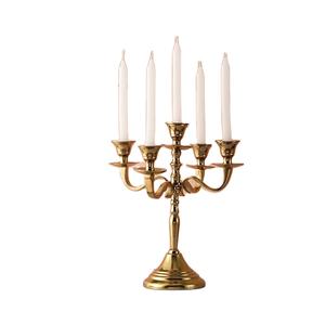 Dernier modèle Design Candélabre de décoration de table de mariage doré brillant Bougeoir à 5 bras Bougeoir en métal aluminium Meilleur prix - Product Image 1