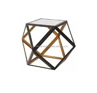 IRON GEOMETRICAL TABLE WITH MARBLE TOP