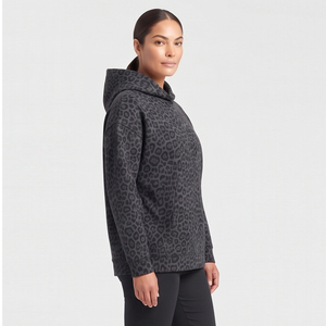 Sweat-shirt à capuche pour femme imprimé léopard, 100% coton molletonné, sweat-shirt à capuche épais pour femme, sweat-shirt à capuche avec poche avant - Product Image 3