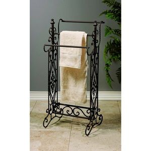 Porte-serviettes autoportant en métal à base lourde pour salle de bain, avec barres élégantes pour suspendre les serviettes de bain - Product Image 1