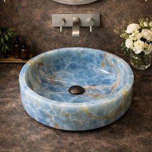 Natural Blue Onyx Stone Modern Eco-Friendly Luxury Vessel Sink Bathroom Countertop <b>Basin</b> Handmade Wash <b>Basin</b> - Product Image 1