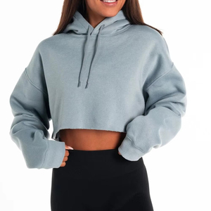 Custom Women Crop Top Hoodie Casual Women's Hoodies & Sweatshirts Long Sleeves <b>Pullover</b> Cropped Hoodie for Woman - Product Image 4