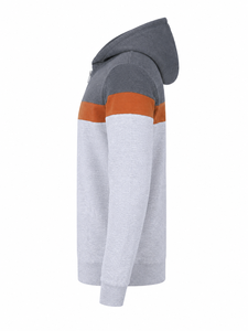 Sweat-shirt à capuche zippé color block personnalisé pour homme, en molleton décontracté, vente en gros - Product Image 2